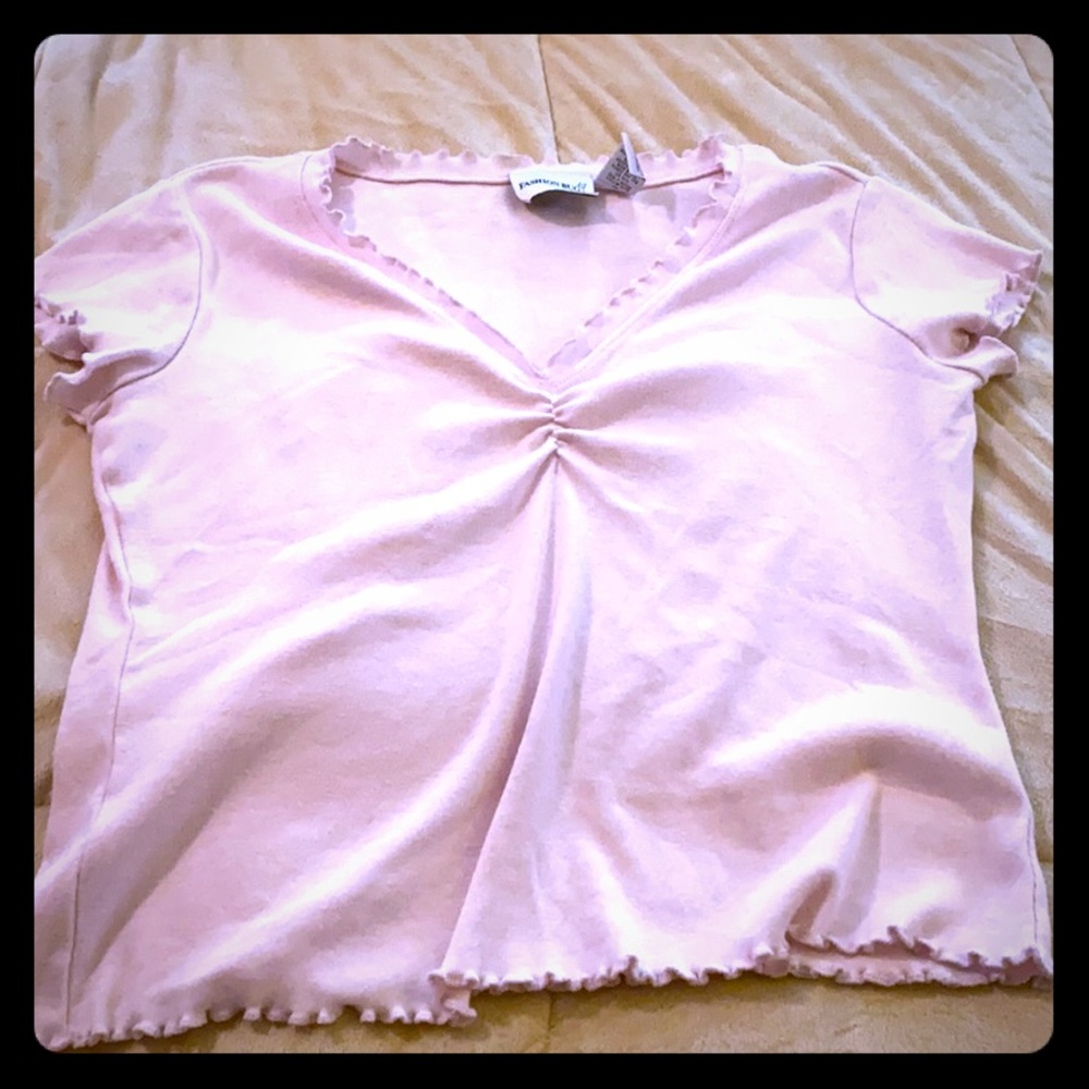 Juniors XL Cute Pink Ruffled T-Shirt!!!!